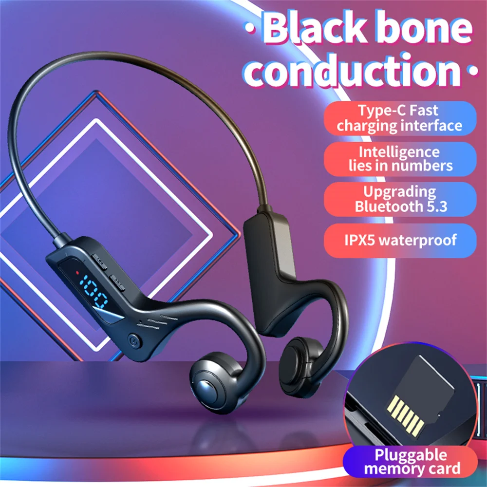 X7 Bone Conduction Wireless Bluetooth Headset LED Display Earbuds With