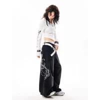 YIBASHU Women Vintage Embroidery Y2K Baggy Jeans Female High Waist 2000s Wide Leg Denim Pants American Retro Harajuku Trouser - Image 5