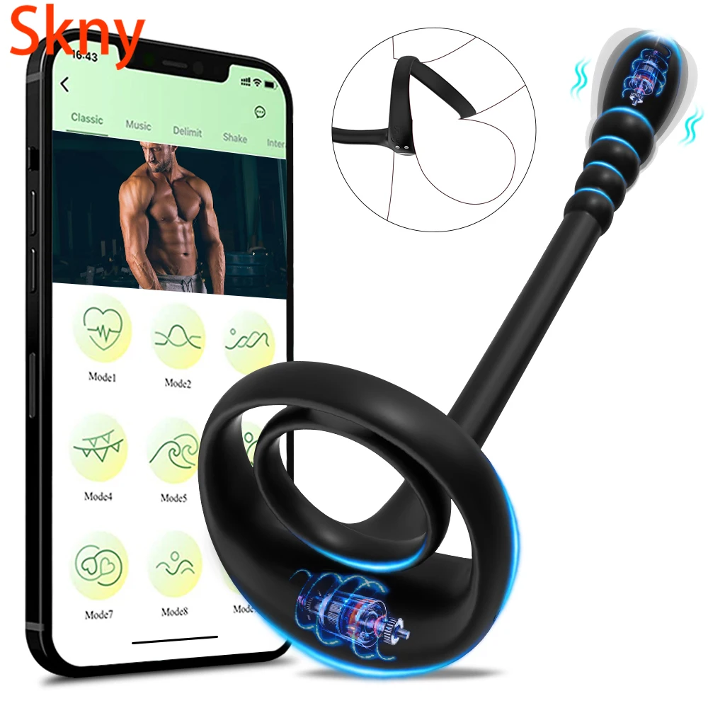 APP Prostata Vibrator Drahtlose Fernbedienung Anal Perlen Verzögerung Ejakulation Prostata Massage Butt Plug Cock Ring Sex Spielzeug Für Paare 18 + 1