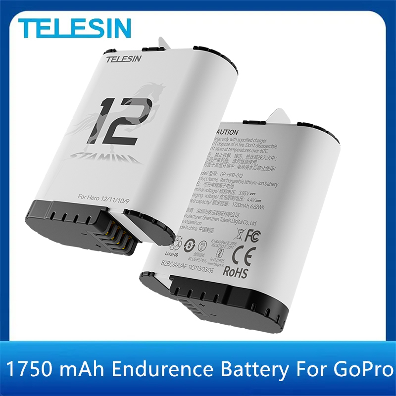 TELESIN Endurence Battery 1750 mAh For GoPro Hero 12 11 10 9 GoPro Accessories optional  Battery Box For GoPro Camera 12 Black