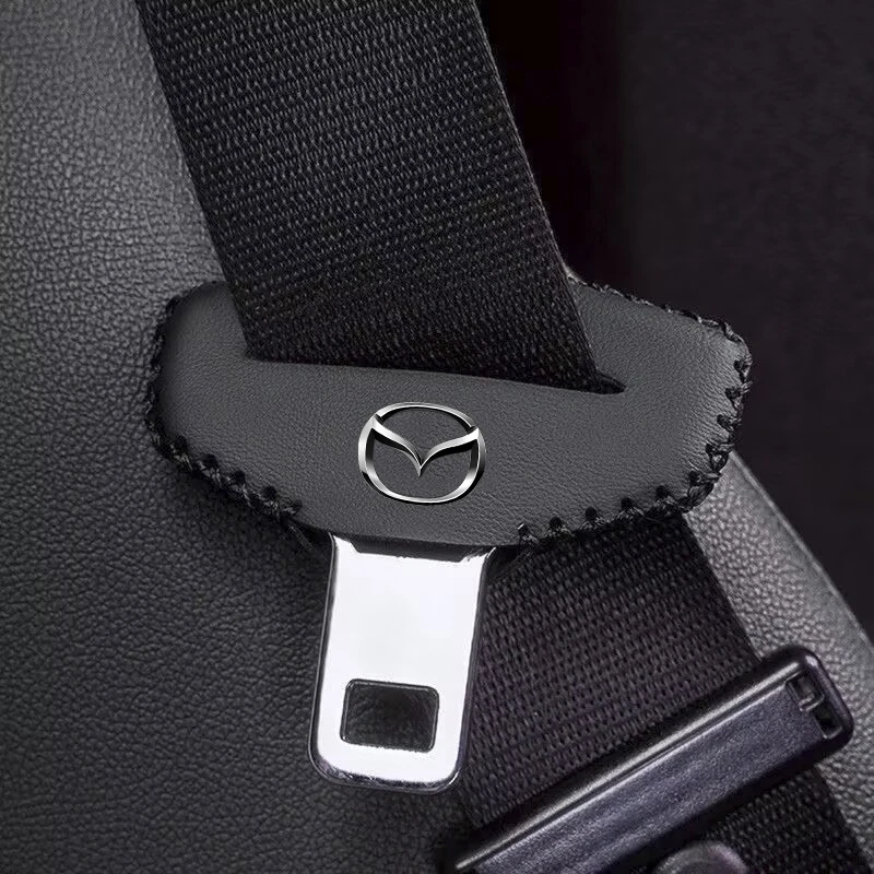 Car Seat Belt Buckle Cover Leather Protector Anti-collision Case For Mazda RX8 RX7 MX3 Axela Atenza MX5 CX9 CX7 SKYACTIV 2pcs