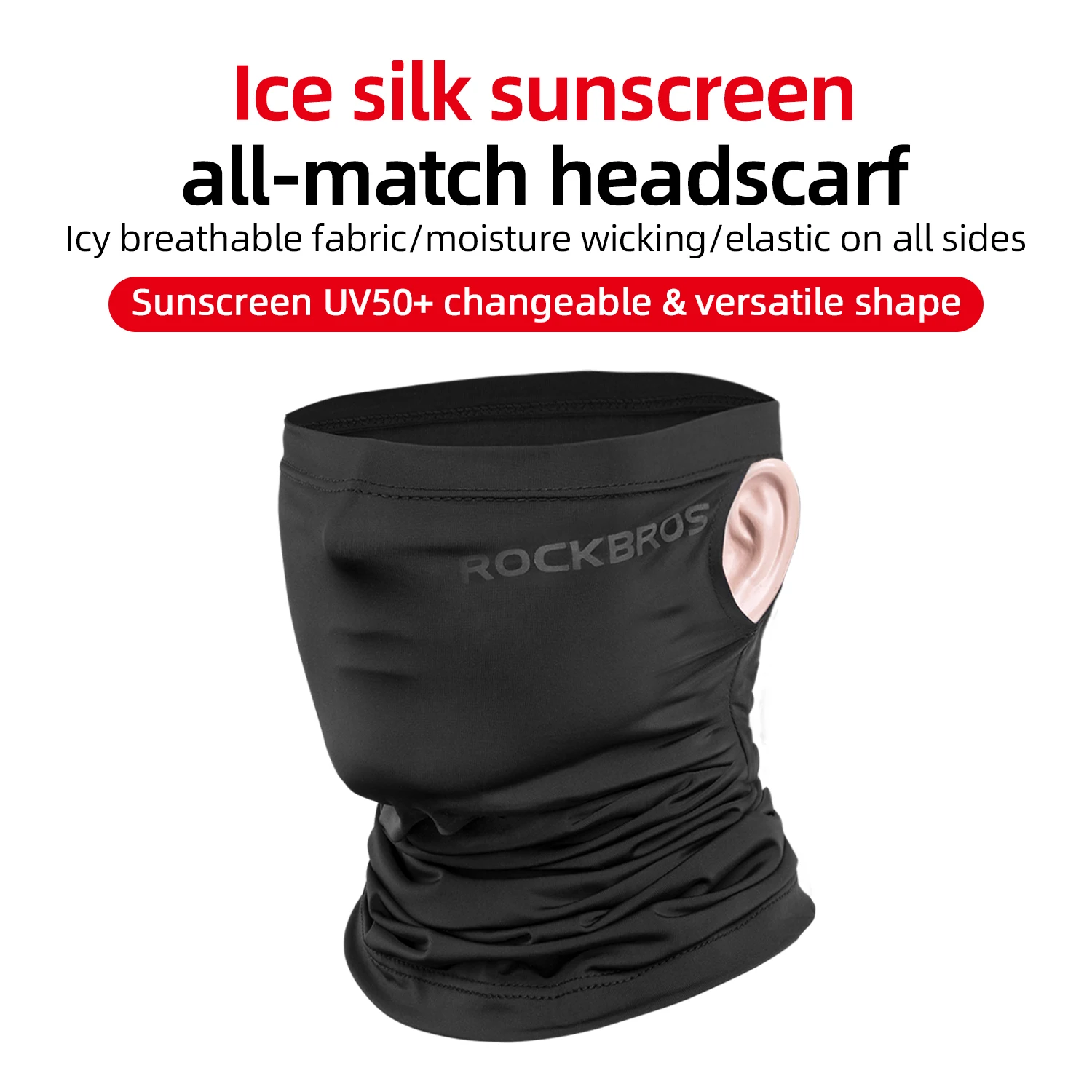 ROCKBROS Sunscreen Ice Silk Cycling Face Mask UV400 Absorb Sweat Breathable Bandana Hiking Motorcycle Bike Bicycle Scarf