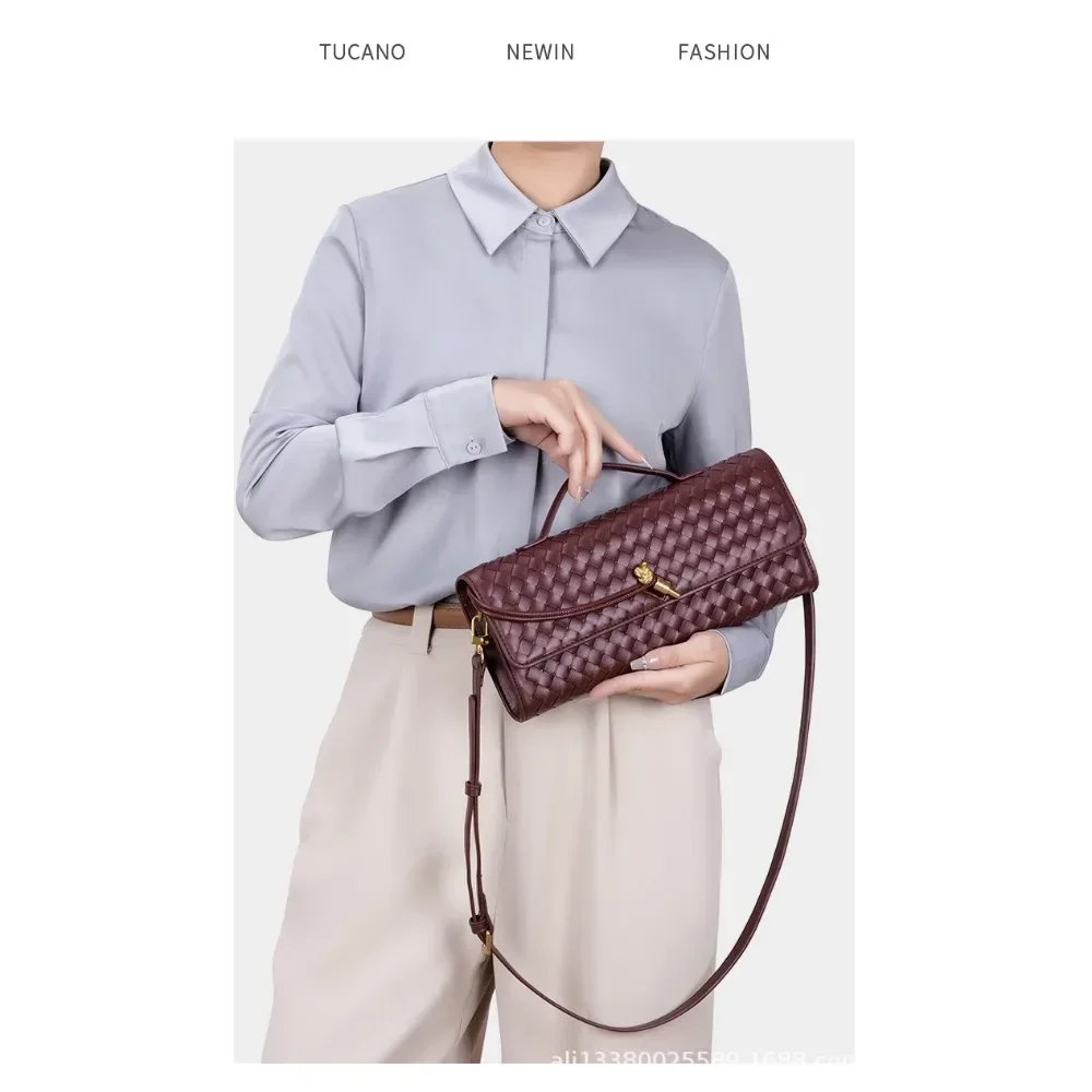 حقيبة الرغيف الفرنسي المنسوجة بكتف واحد حقيبة يد أ...