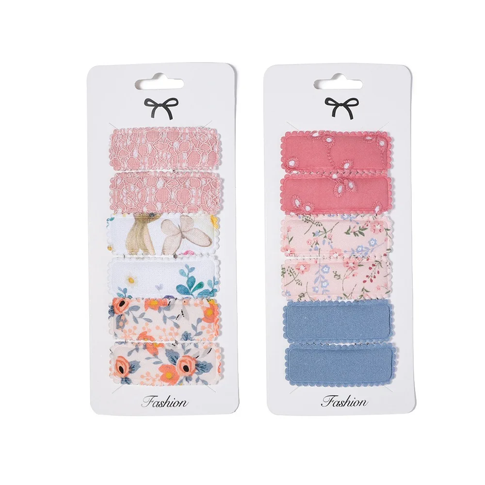 

6Pcs Fashion Flowers Hair Clip Girl Cute Hair Bands Hair Accessories Handmade Cloth Headwear Hairpins Cartoon Hairpin Headdress