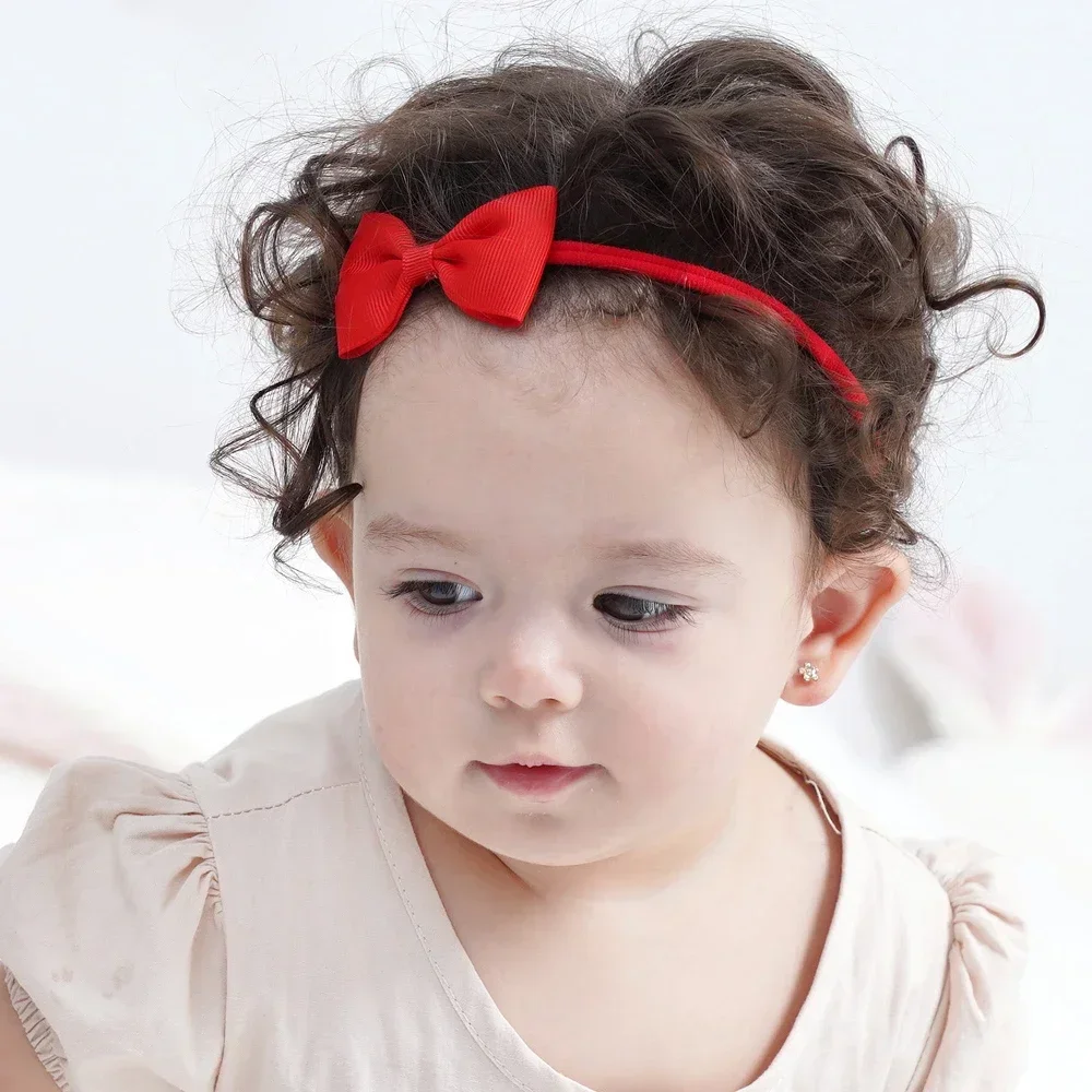 5Pcs/Set Elastic Baby Headband Solid Corduroy Ribbon Baby Bows Headscarf Hairband Newborn Cute Knitted Headband Hair Accessories 2