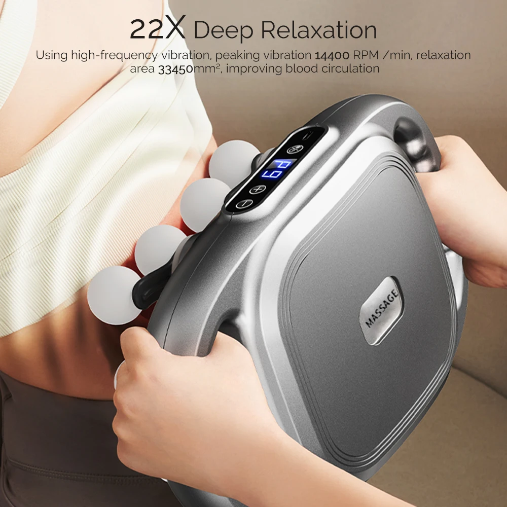 22-Head Fascia Gun Deep Tissue Massage Gun High-Frequency Vibration Back Waist Neck Shoulder Leg Calf Massager Muscle masajeador