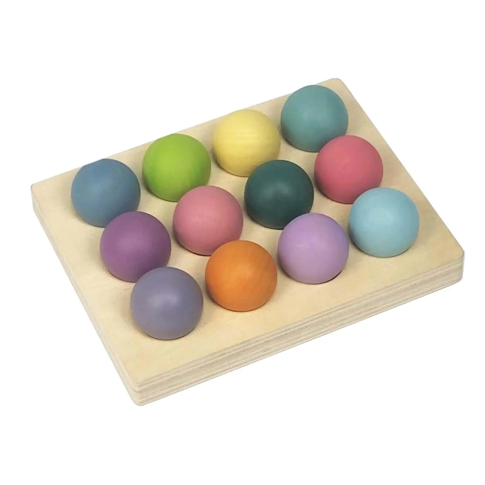 

Rainbow Wooden Balls with Tray Counting Sorting Early Education 12 Balls Montessori Toys for Girls Boys Children Toddlers Kids