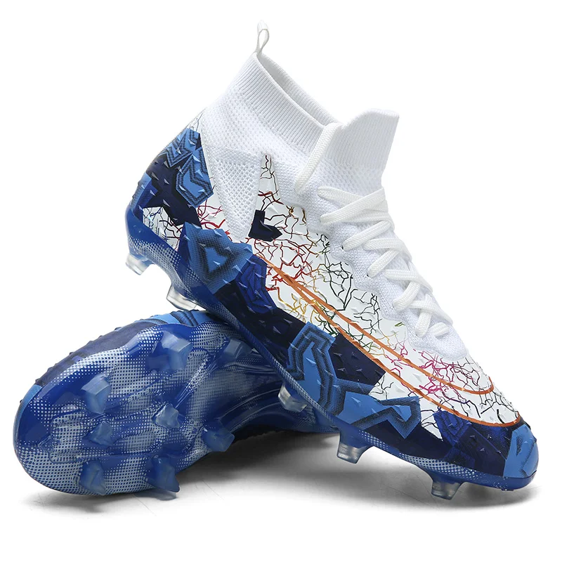

Professional Men Football Boots Cleats Grass Non Slip Soft Ankle Man's Soccer ShoesTraining Match Women Sneakers Plus Size 33-46