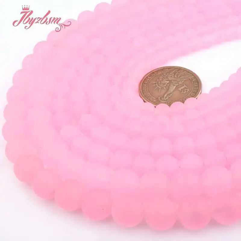 

6,8,10mm Round Frost Pink Jades Stone Spacer Beads for Women Men DIY Accessories Bracelet Necklace Jewelry Making Strand 15"