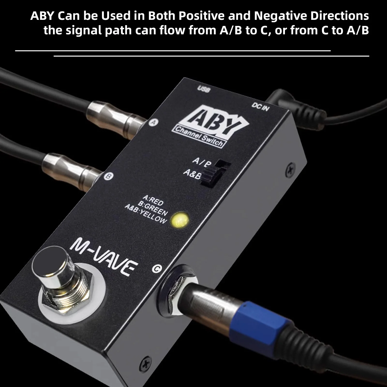 M-VAVE ABY Line Selector AB Switch Mini Guitar Effect Pedal True Bypass Guitar Bass Pedal AB Box-ABY Channel Switch