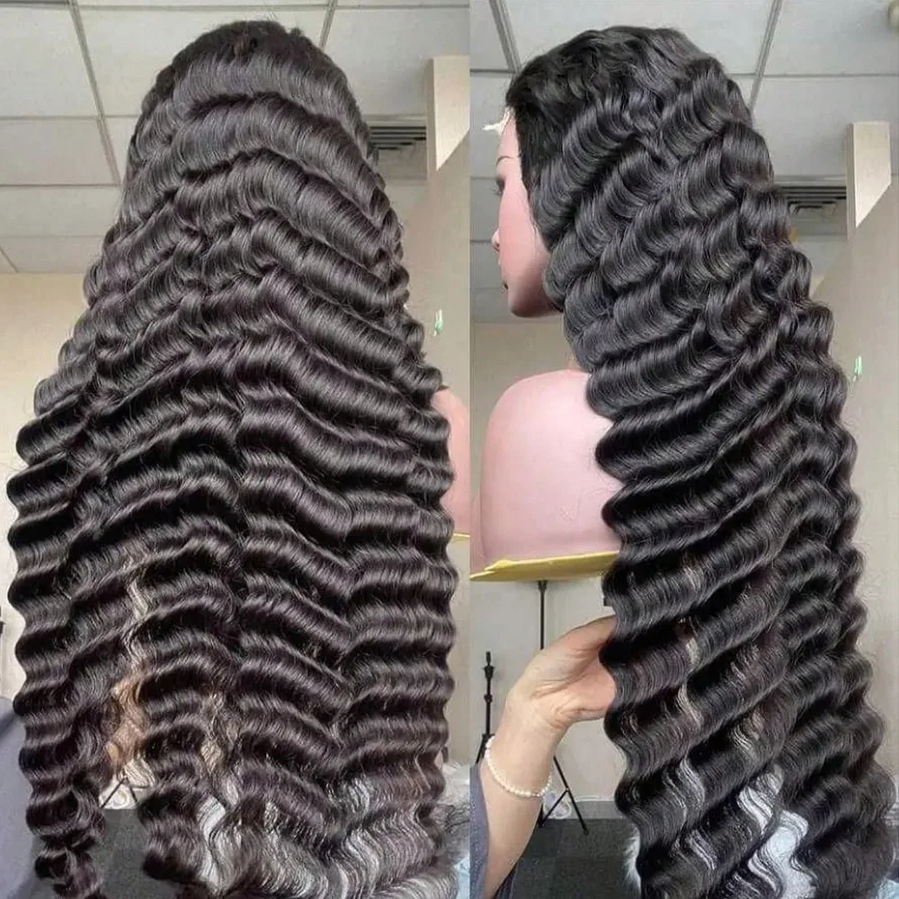 250% Density Wigs Human Hair Loose Deep Wave Wig 34 Inch Deep Wave Lace Front Wigs Human Hair Pre Plucked Pre Cut Glueless Wig