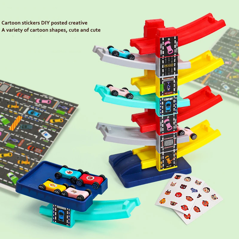 Child Track Racing Glider Car Montessori Educational Toy Mini Inertia Slide Roller Coaster Racing Ramp Vehicle Playset Toys Car 6