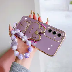 Chic Floral Phone Case Set with Lanyard and Stand - 3 Piece Bundle - Galaxy S25 FE (PURPLE)