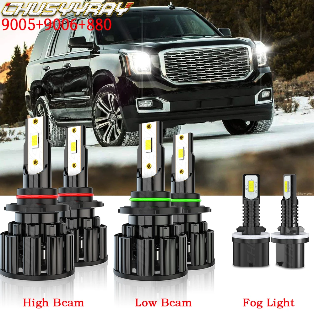 

CHUSYYRAY Compatible For GMC Yukon XL 2000-2006 LED 9005 9006 High Low Beam Headlight Bulbs 880 Fog light Bulbs Combo Kit