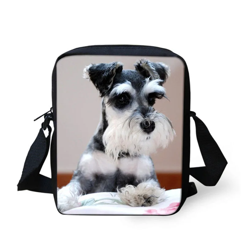 Cute Animal Schnauzer Dog 3D Print Kids Crossbody Messenger Bags For Women Mini Cross Body Bags Children Shoulder Bag Boys Girls