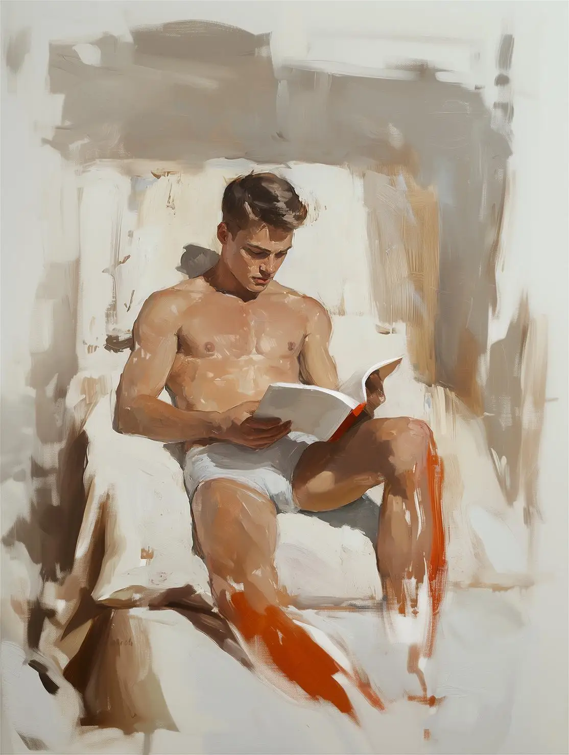 Impressionistic Gay Men Kiss Nude Body Art Muscle Lines Posters Sexy Canvas Painting Prints Wall Art Pictures Bedroom Home Decor