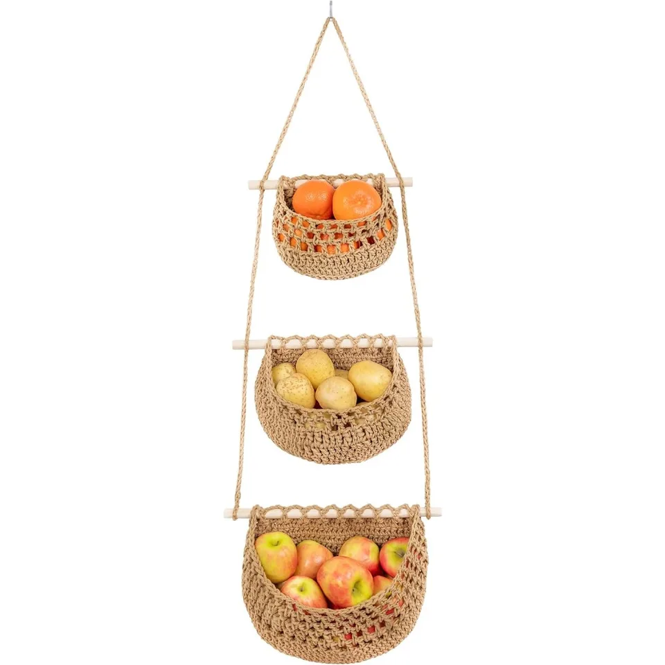 Hanging Cotton Fruit Basket Set for Home Organization