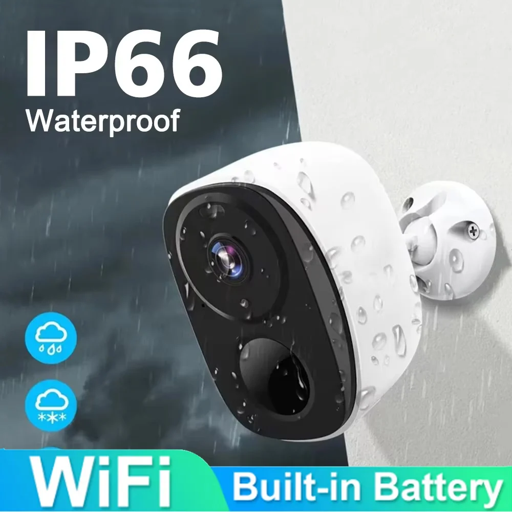 무선 WiFi 보안 카메라 야외 2K 5MP IP 카메라 배터리 구동 보안 보호 ..