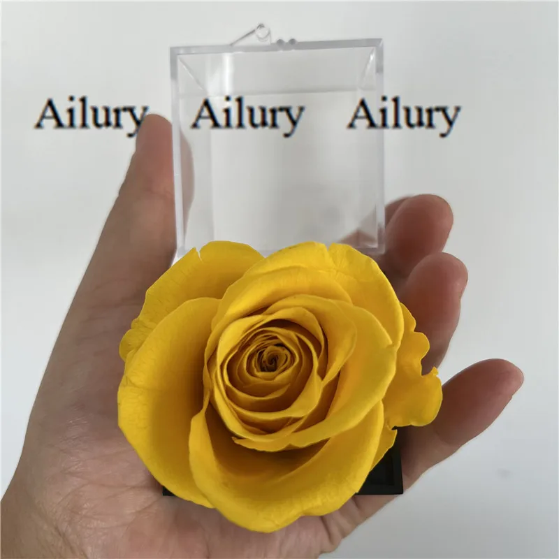Beautiful Orange Artifical Flower Square Display Box High Transparent Imitation Glass Acrylic Decorative Rose Gift Christams ornament crafts,miniature figurines,resin ornaments,miniature ornament,resin crafts,crystal ornament,crystal stone ornament,glass ornament,artificial flower toys
