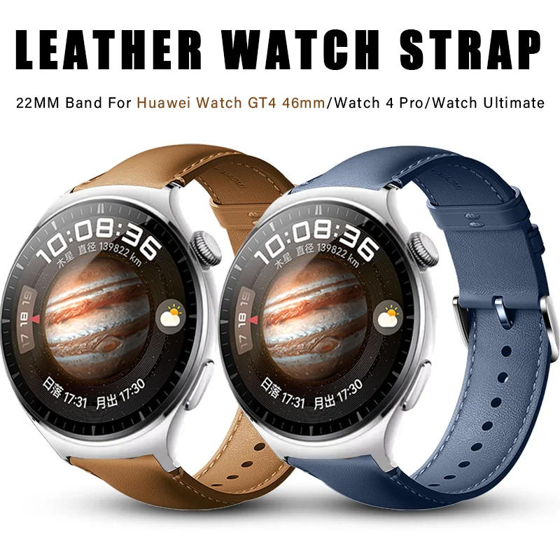 

22MM Luxury Leather Watch Strap For Huawei Watch GT4 46MM Band GT4 Pro 3 Ultimate For Honor GS 3 Pro Bracelet Leather Business