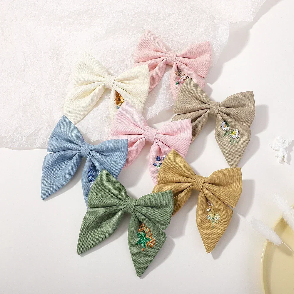 1PC Sweet Floral Cotton Kids Bows Hair Clip  Fashion Print Cheer Up Bowknot Hair Barrette for Women Girls Hairpin Accessories 5