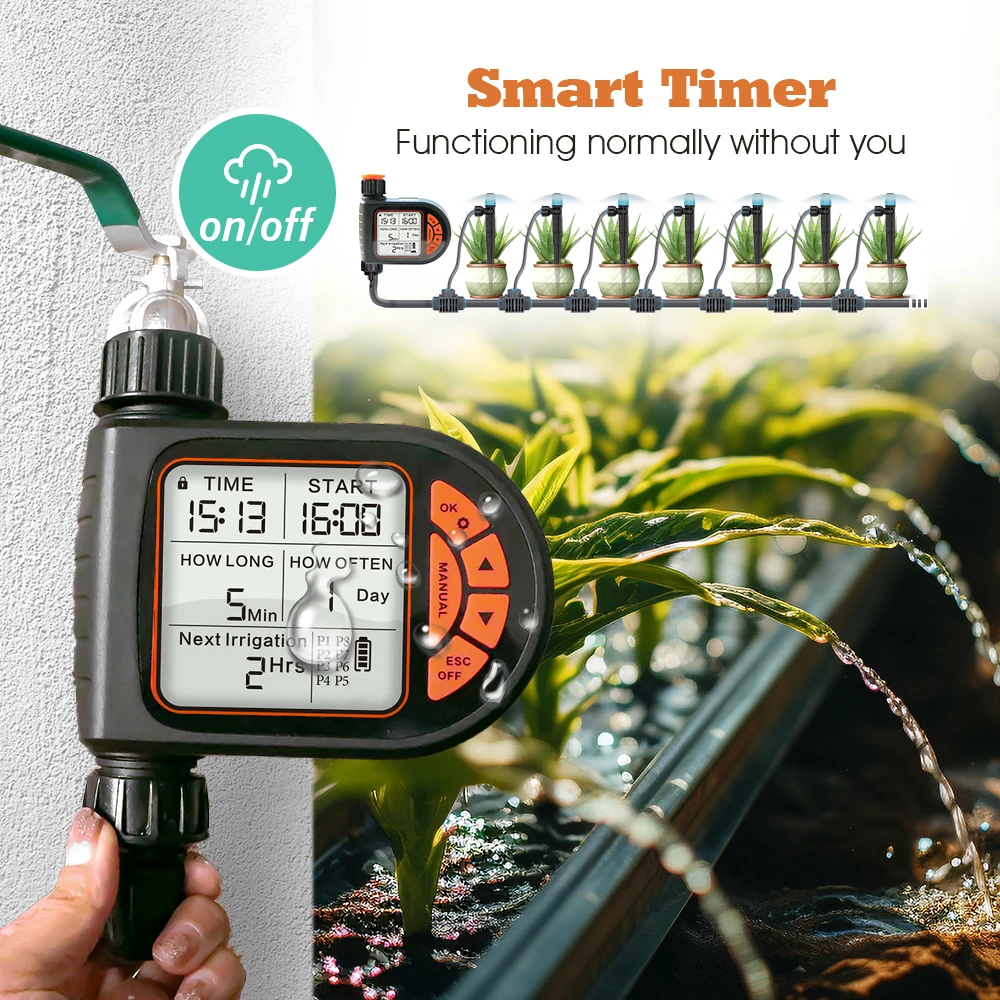 Garden Smart Rain Sensor Timer Automatic Watering Controller for Tap Hose Timing Irrigation Sprinkler IPX5 Waterproof LCD Displa 6