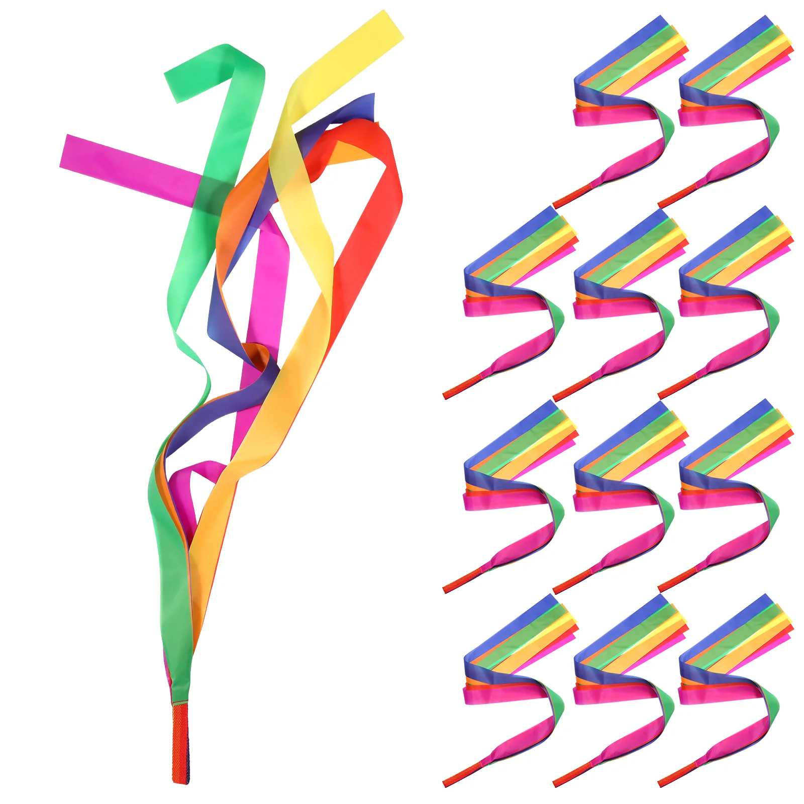 

Toyvian Handheld Ribbon Streamers Colorful Rainbow Streamers Polyester Children Ribbon Toys Rhythm Ribbons
