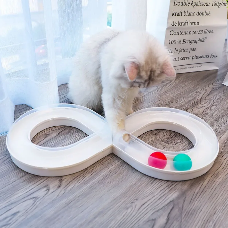 

Creative Cat Toys Ball Number 8 Shape Intelligence Play Disc Tracks Turntable Interactive Tunnel Funny Kitten Stick Toys