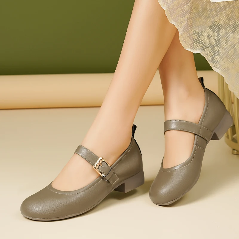 DIMANYU Ladies Mary Jane Shoes Non-slip 2024 new Genuine Leather Girls Shoes Fashion Dress Shoes For Women