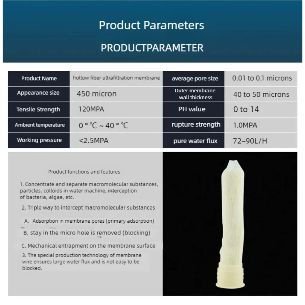 Description Picture 4 of itemWaternoble 1812 Membrane Shell Hollow Fiber 10 Inch Ultrafiltration Membrane Household Water Purifier Filter Element Replacement