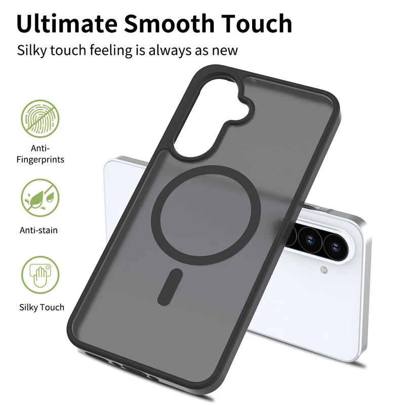 Enhanced Anti-Drop Magnetic Phone Case with Matte Translucent Finish
