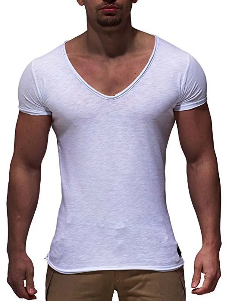 Short Sleeve T Shirt Short Sleeved T Shirt Men V Neck Short Sleeve Loose T-shirts Summer Male Solid Tee Tops