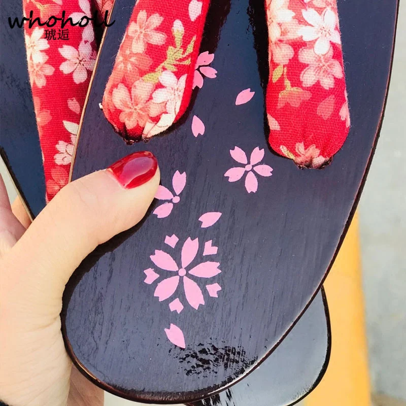 WHOHOLL Geta Cosplay Sandálias de Verão Mulheres EVA Antiderrapante Wedge Anime Coser Tamancos Japoneses Chinelo De Madeira Mulheres Flip-flops