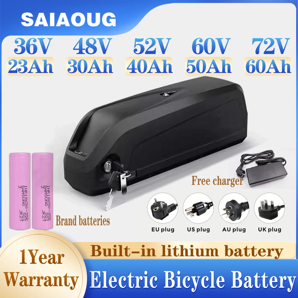 

Original 48V Rechargeable 36V Electric Bike 52v Battery 60V Hailong 72V 18650cell 20/25/30/35/40/50/60ah Lithium Battery Pack