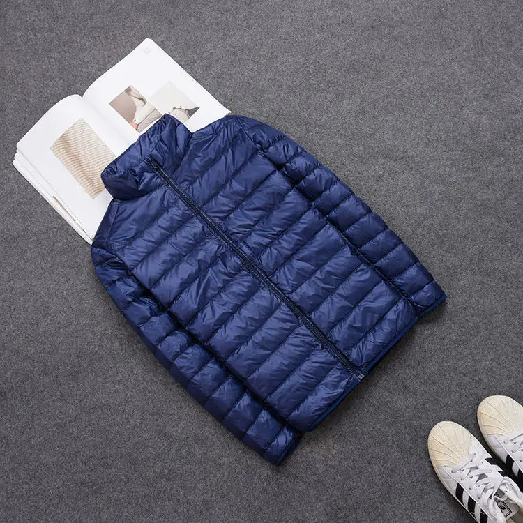 Men's Light Down Jacket Short Autumn and Winter New Style autumn and winter new korean style loose and simple hong kong style student zipper cardigan stitching jacket down jacket