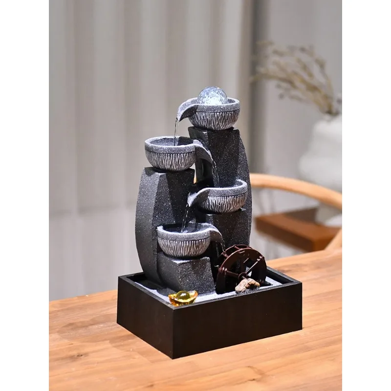 

Desktop Flowing Water Ornaments Circular Fortune Water Truck Office Tea Room Small Fountain Decoration