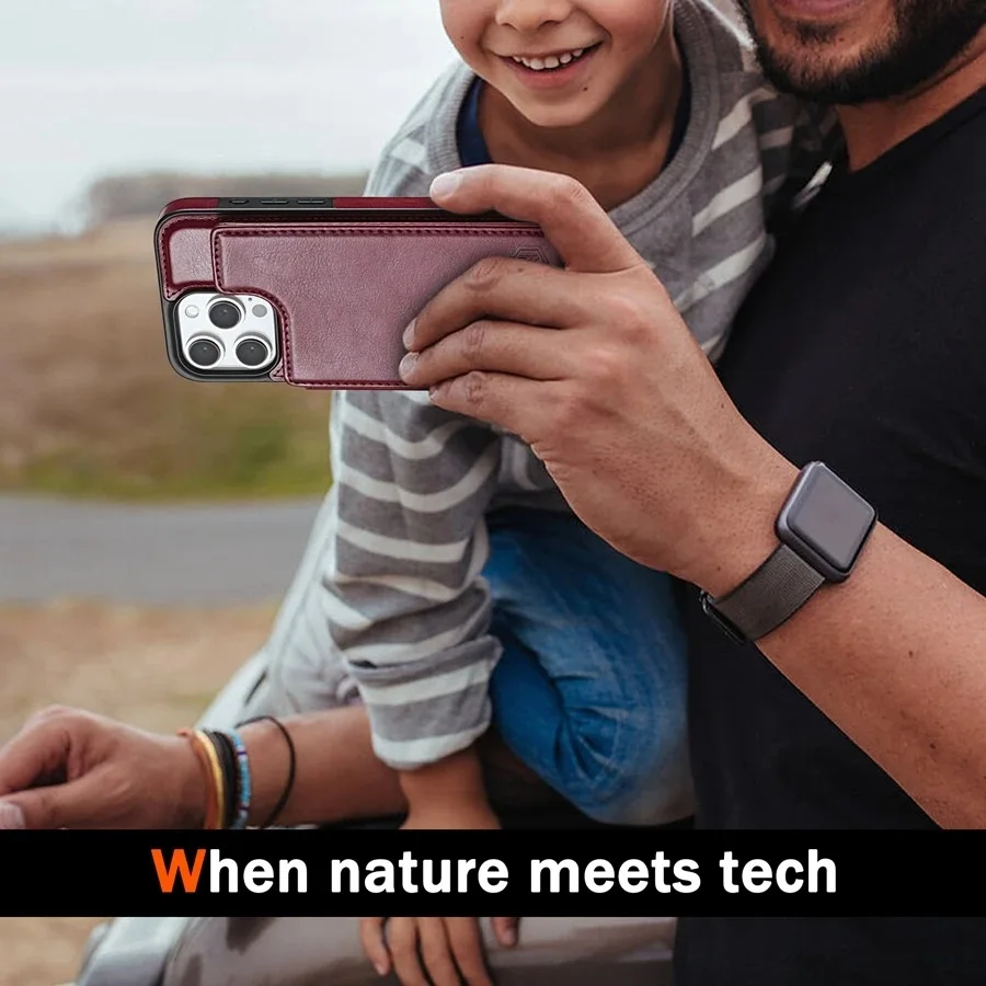 Premium Magnetic Leather Wallet Case with RFID Blocking Protection