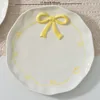 Nordic Ins Hand-painted Ceramic Bow Shape Plate Ornament Sliving Room Bedroom Dining Table Snack Fruit Salad Plate Birthday Gift 6