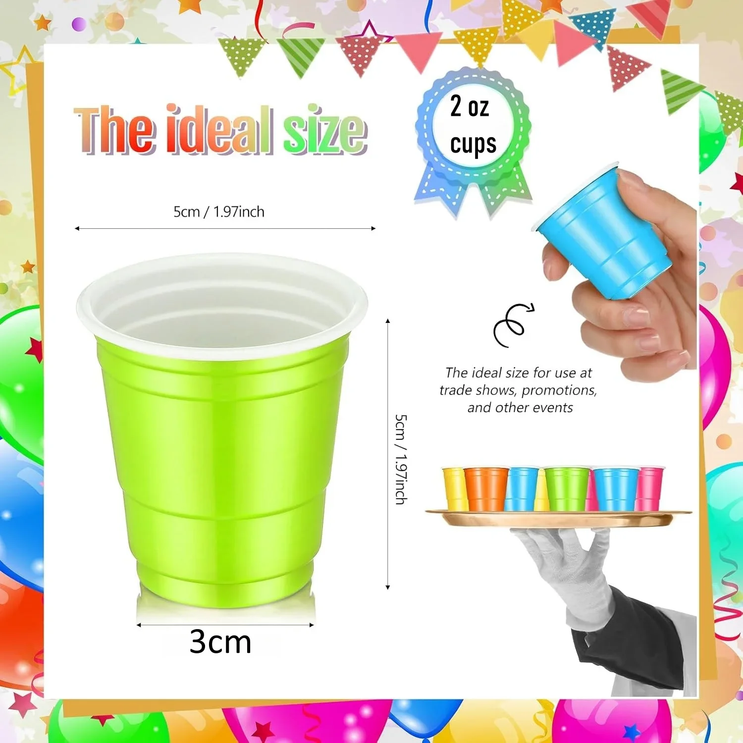 50Pc/Bag Mini Party Shot Cups Plastic Random Colors Disposable Cup Graduation Birthday Wedding Holiday Picnic Party Valentine's plastic cups,birthday party supplies,plastic shot glasses