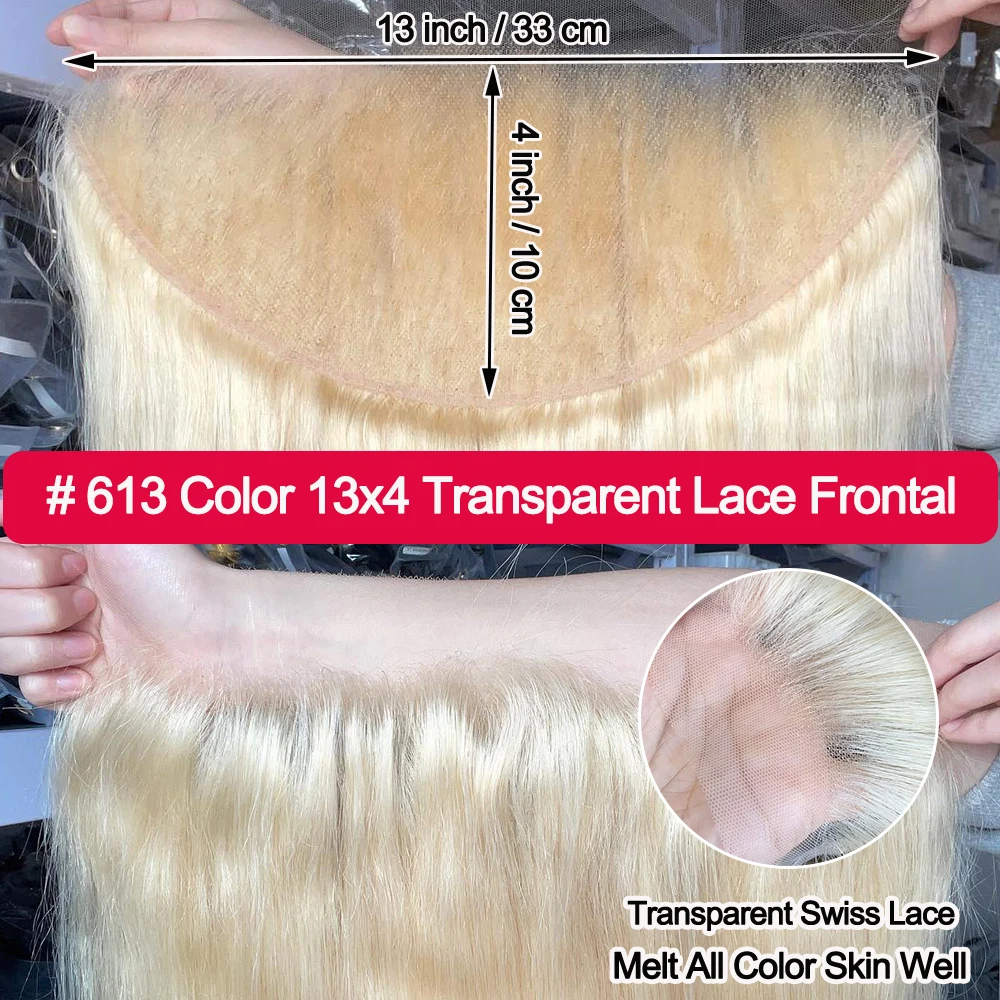 Human Hair Lace Frontal 613 13x4 Transparent Straight Pre Plucked Baby Hair Brazilian Remy