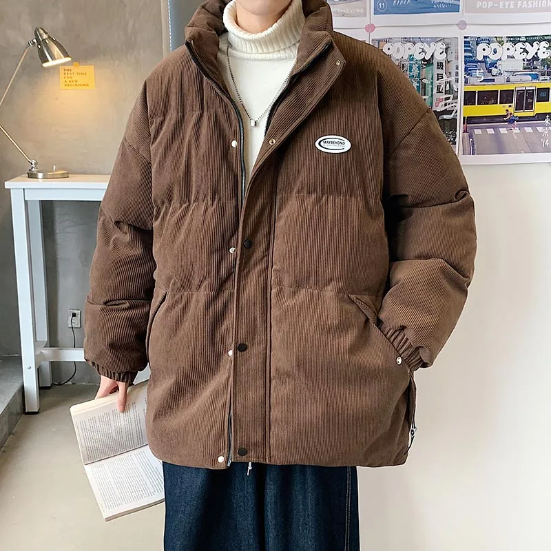 

Warm Thicken Parkas Coat Winter Oversize Bubble Jacket Outdoor Men's Winter Coat Warm Thicken Corduroy Puffer Jacket for Men