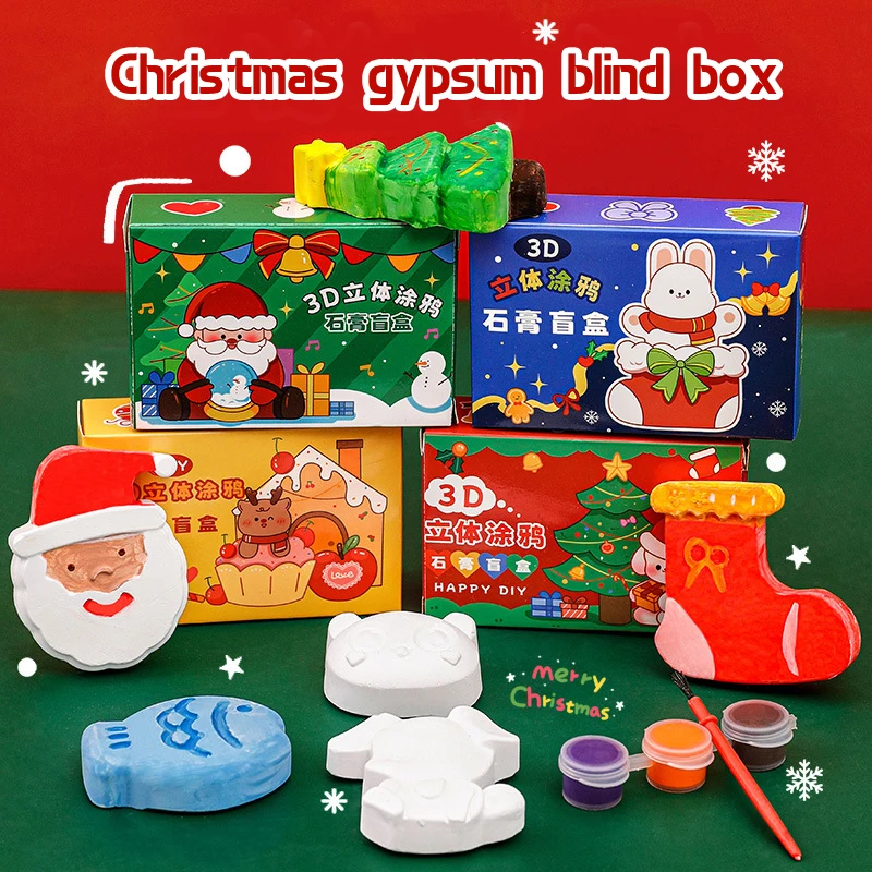 

Children's Christmas Plaster Blind Box Christmas Surprise Blind Box Creative DIY Graffiti Plaster Doll Xmas Small Gift Ornament