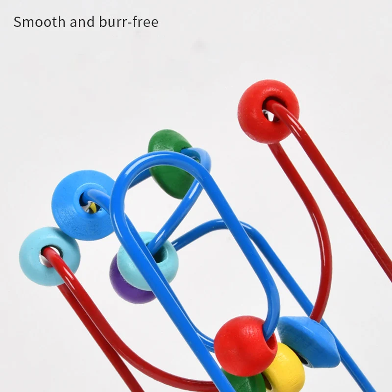 Baby Circles Bead Wire Maze Roller Coaster Montessori Educational Math Toy Kids Montessori Wooden Toys for Children Wood Puzzles 5