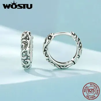 WOSTU 여성용 고급 925 스털링 실버 귀걸이, 빈티지 패턴 귀걸이, 고급 주얼리, 데일리 파티 착용, 생일 선물