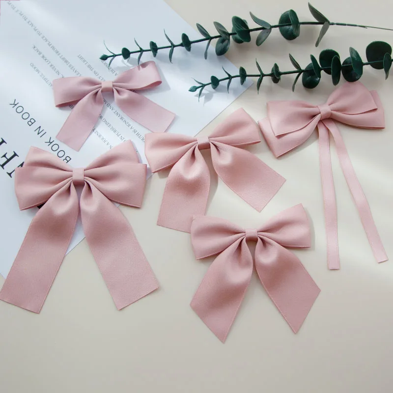 Koreanische Einfarbig Band Doppel Bowknot Haar Clips für Frauen Mädchen Trendy Großen Bogen Lange Quaste Rosa Barrettes Pin Zubehör