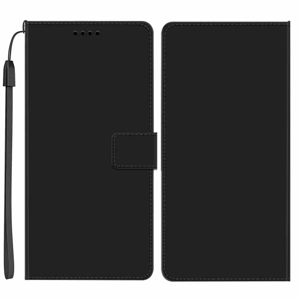 Sleek Leather Wallet Case - Black Flip Pouch with Card Slots