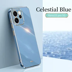 Luxury Colorfast Plating Phone Case - Soft Straight Edge Back Cover Shell - OPPO Reno 15pro CN (Celestial Blue)