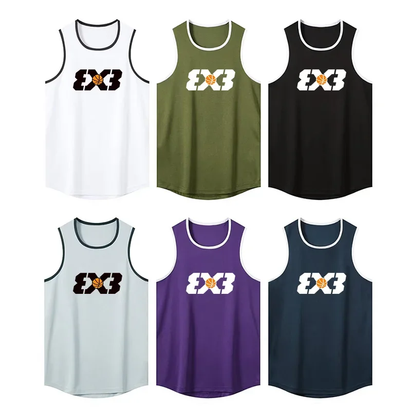 American 3X3 Basketball Sports Vest Men Summer Sleeveless Quick-drying Gym Fitness Running Loose Equipment Training T-shirt