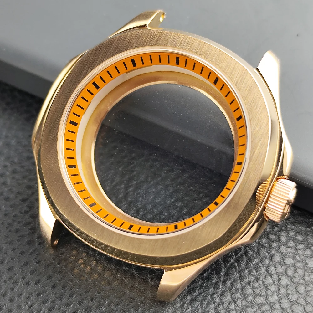 Sleek Silver Steel Watch Case with Sapphire Glass and Seal Ring, 39.5mm