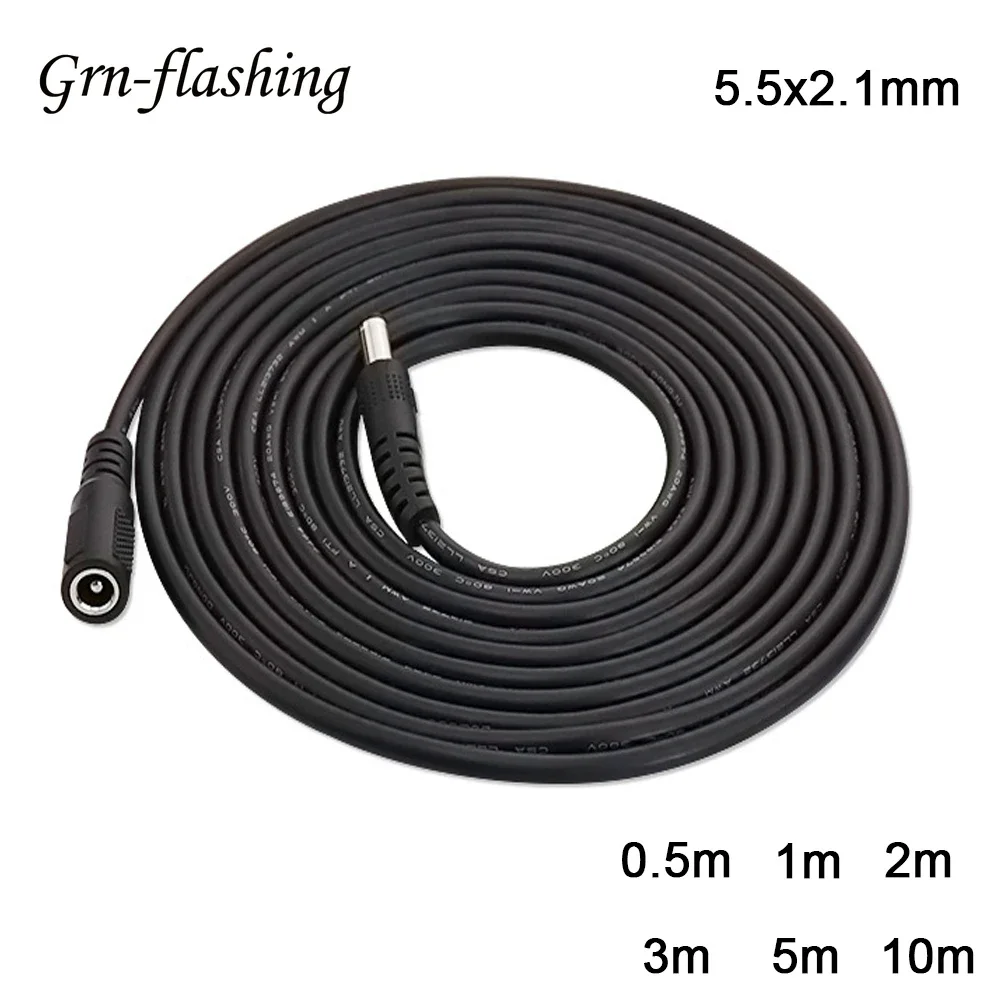 Power Extension Cable DC Extension Cable 1M 2M 3M 5M 10M 5.5x2.1mm Female to Male Plug 12V 5V 24V Power Adapter Cord Home CCTV Camera LED Strip